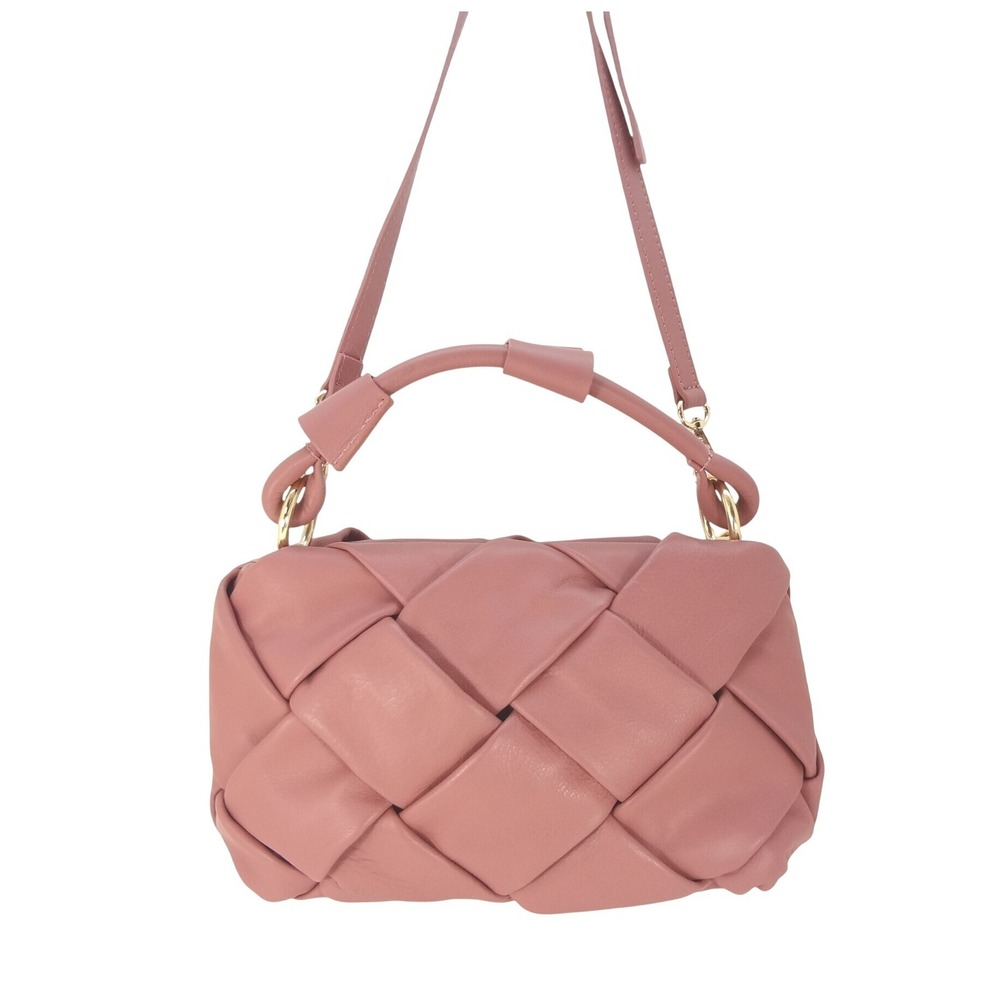 Valentina Fiore Abundance Crossbody Bag Pink Excellent Woven Leather Italy